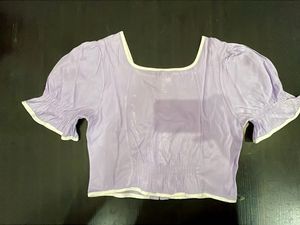 Cute Lavender Puff Sleeve Blouse