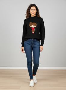 Cute Cartoon Black Sweater