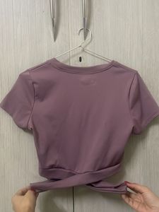 Mauve Twist-Hem Cropped Top
