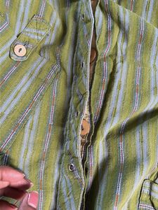 Green Striped Button-Up Top