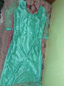 Teal Silk Dress Material