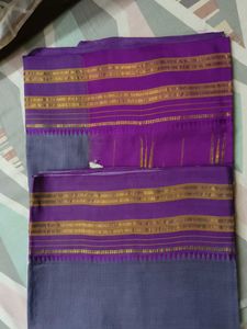 Vibrant Purple Silk Saree with Gold Border