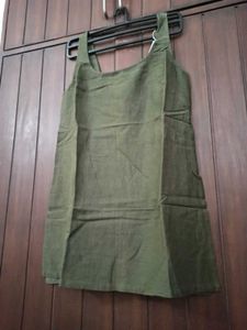 Aesthetic Olive/Army Green Pinafore Tunic Dress