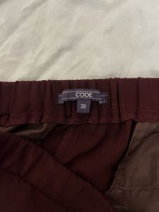 Maroon Casual Pants with Tie Belt