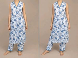 Blue Floral Kurta Set