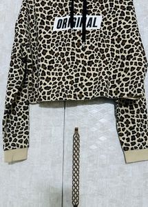 H&amp;M Leopard Print Sweatshirt With Hoodie