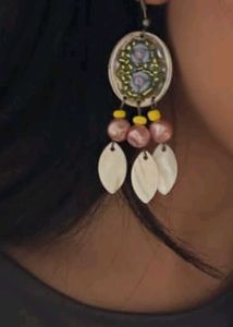 Blue Floral Danglers Earrings