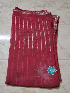Elegant Peach Saree with Sequins