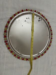 Round Silver Platted Finished Decorative Tray