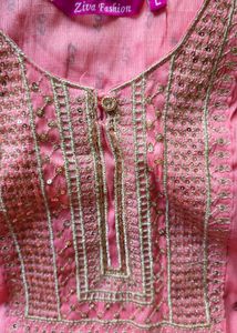 Embroidered straight kurtha with dupatta