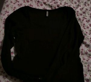 Black Lace Trim Square Neck Top
