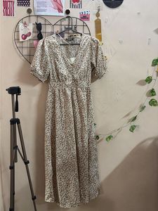 Leopard Print midi slit Dress
