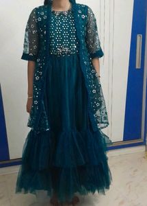 Elegant Teal Dress with Shrug