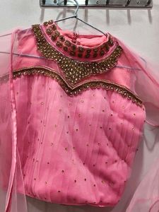 Elegant Pink Embroidered Lehenga Skirt