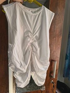Chic Ruched White Sleeveless Top