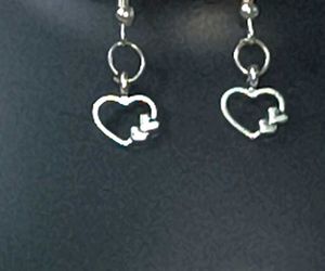 Heart Silver Metal Charm Dangle Earrings