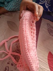 Crocheted Pink Tote Bag