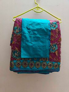 Beautiful embroidery saree with blouse