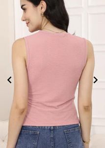 Pink Sleeveless Top with Star Details