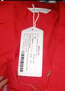 Red Embroidered Kurta Set( new with tag)