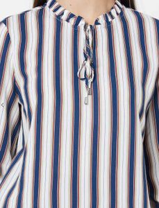 Only - Striped Ruffle Neck Blouse