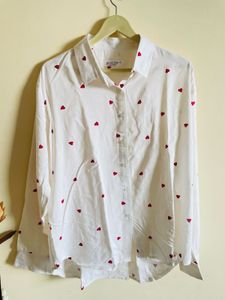 viral Heart Print White Shirt