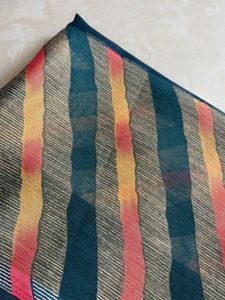 Beautiful Teal Saree with Striped Border