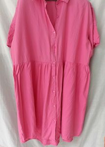 Pretty Pink Button-Up Babydoll tunic top