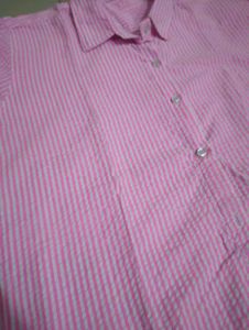 Pink &amp; White Striped Cotton Shirt 🌸