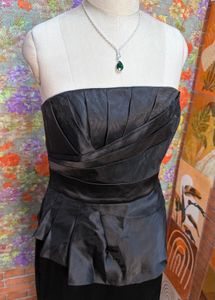Elegant Black Strapless Peplum Dress
