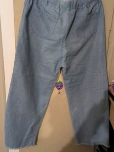 Blue Wide Leg Denim Pants