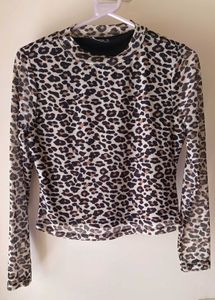 Leopard Print Sheer Top