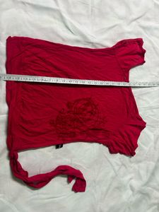 Asymmetrical Neckline Pink Top