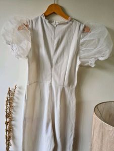 White Puff Sleeve Mini Dress