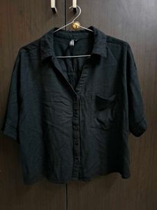 Westside Lov Size S:Black Linen Button-Up Shirt