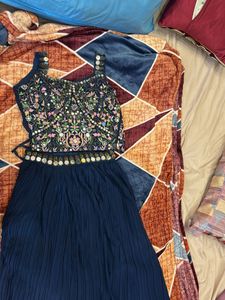 Embroidered Navy Blue Lehenga Choli