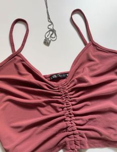 Ruched Drawstring Crop Top