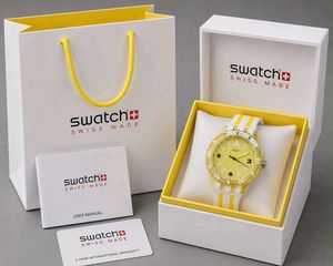Swatch Watch - Black with Grey Stripes PREMIUM FOR