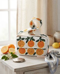 Beaded Orange Crossbody Bag
