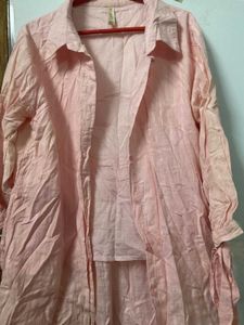 baby pink shrug top premium material