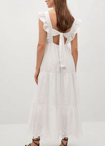 MANGO Brand New Luxury White M Embroidered Dress