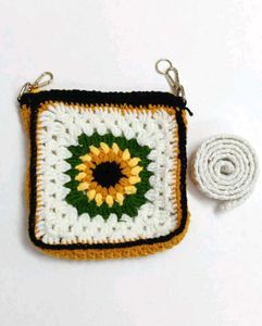 Handmade Crochet Sunflower Sling Bag