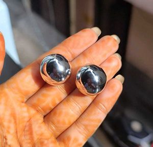 chunky metallic steel Silver Ball Earrings y2k