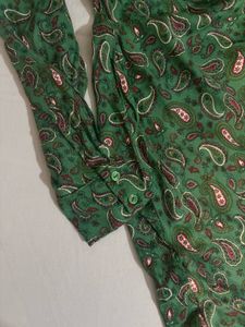 Mango Green Paisley Print Wrap Dress