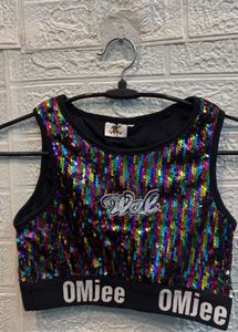 🇫🇷 France imported Sparkly Sequin Crop Top