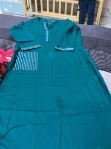 Teal Kurta with Silver Thread Work