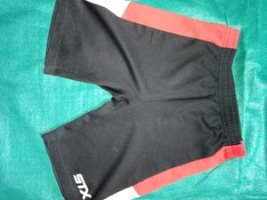 Black Athletic Shorts with Red &amp; White Stripes