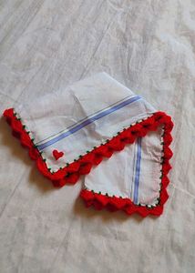 Crochet Red Border Hanky with heart ❣️