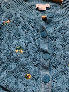 Blue Embroidered Cardigan