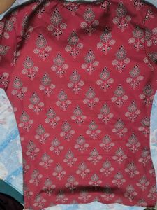 Floral Printed V-Neck Straight Kurta